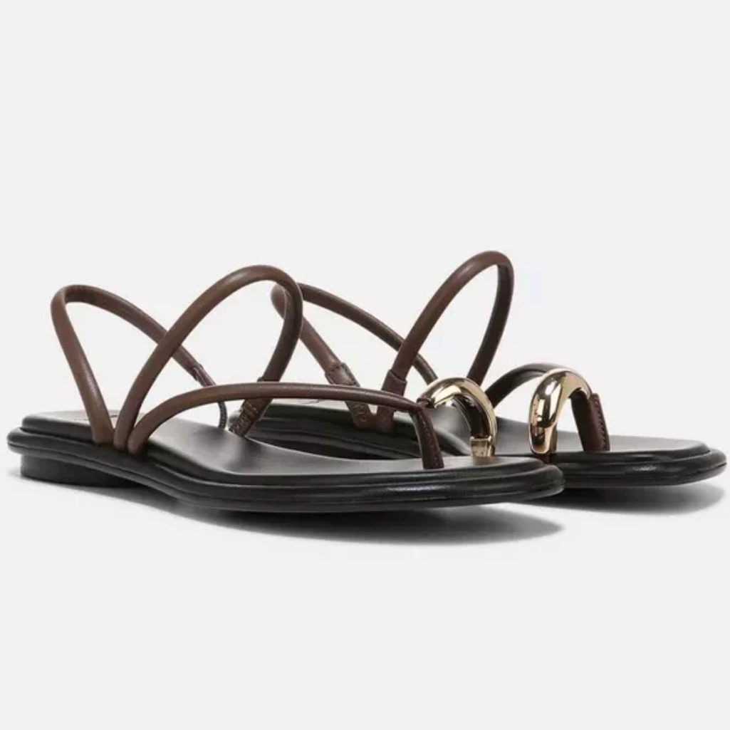 Nwt Vince Lucila Leather Jewel Sandal In Redwood